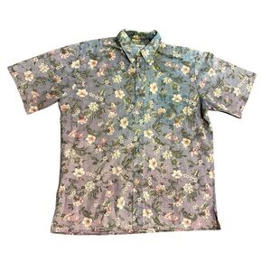 Vintage Reyn Spooner Men's Hawaiian Shirt
Blue Floral Aloha Camp M